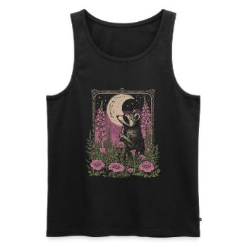 Raccoon Floral Moon Vintage Cottagecore - Men's Premium Organic Tank Top - black - Front - Michal (187cm)