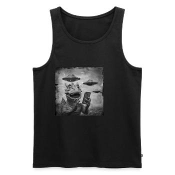 Dragon Selfie with UFO Weird 50s Photo 3 - Männer Premium Bio Tank Top - Schwarz - Vorne - AI Model Male 178 light (178cm)