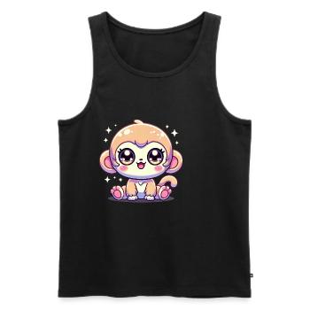 Super Cute Kawaii Baby Monkey - Männer Premium Bio Tank Top - Schwarz - Vorne - Michal (187cm)