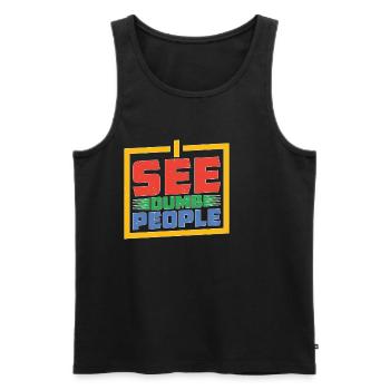 I See Dumb People 20 - Männer Premium Bio Tank Top - Schwarz - Vorne - AI Model Male 178 light (178cm)