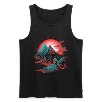 Hiking Mountain Mountains Mountaineering Climbing Nature Neon - Men's Premium Organic Tank Top - black - Front - Michal (187cm)
