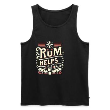 Rum Helps 11 - Männer Premium Bio Tank Top - Schwarz - Vorne - AI Model Male 178 light (178cm)