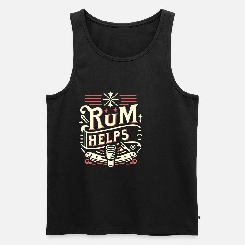 Rum Helps 11 - Männer Premium Bio Tank Top - Schwarz