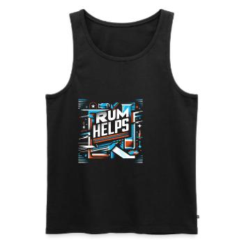 Rum Helps 12 - Männer Premium Bio Tank Top - Schwarz - Vorne - AI Model Male 178 light (178cm)