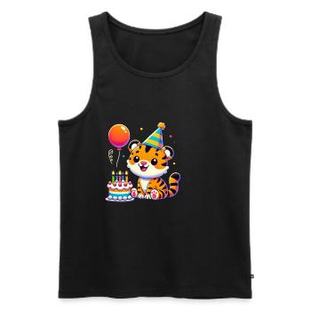 Tiger Kid Celebrating Birthday - Männer Premium Bio Tank Top - Schwarz - Vorne - Michal (187cm)