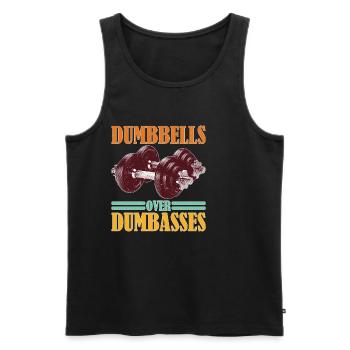 Dumbbells Over Dumbasses - Männer Premium Bio Tank Top - Schwarz - Vorne - AI Model Male 178 light (178cm)
