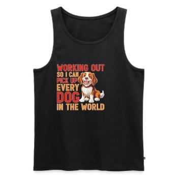 Working Out So I Can Pick Up Every Dog - Männer Premium Bio Tank Top - Schwarz - Vorne - Michal (187cm)