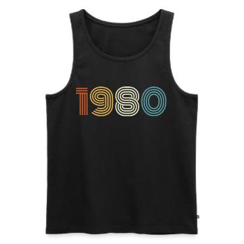 1980 Gift 1980 Vintage 1980's - Men's Premium Organic Tank Top - black - Front - AI Model Male 178 light (178cm)