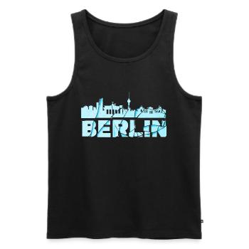 Berlin Germany City Font Skyline Broken - Men's Premium Organic Tank Top - black - Front - AI Model Male 178 light (178cm)
