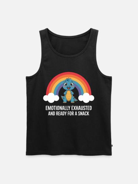 Emotional Dinosaur Rainbow Snack - Men's Premium Organic Tank Top - black