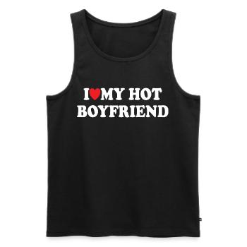 Ich liebe meinen heißen Freund - Männer Premium Bio Tank Top - Schwarz - Vorne - Michal (187cm)