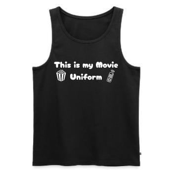 Soirée cinéma - Uniforme - Débardeur bio Premium Homme - noir - Devant - AI Model Male 178 light (178cm)
