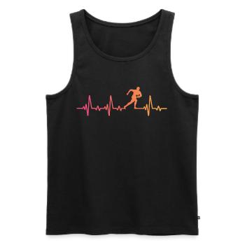 Rugby Sunset Heartbeat Rugbyspieler - Männer Premium Bio Tank Top - Schwarz - Vorne - Michal (187cm)