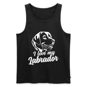 Chien labrador - Débardeur bio Premium Homme - noir - Devant - Michal (187cm)
