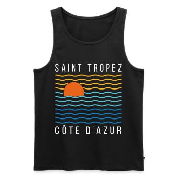 Saint Tropez Cote D´Azur Summer - Männer Premium Bio Tank Top - Schwarz - Vorne - AI Model Male 178 light (178cm)