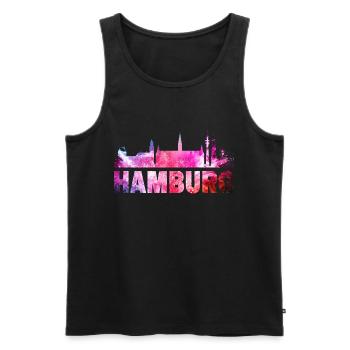 Hambourg Allemagne City Skyline Font Splash - Débardeur bio Premium Homme - noir - Devant - Michal (187cm)