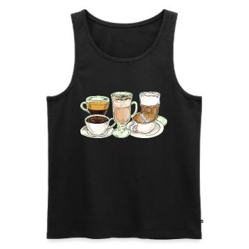 Coffee Coffee Lover Coffee Mug Barista Vintage - Men's Premium Organic Tank Top - black - Front - AI Model Male 178 light (178cm)