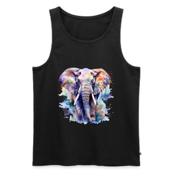 elefant, wasserfarben - Männer Premium Bio Tank Top - Schwarz - Vorne - AI Model Male 178 light (178cm)