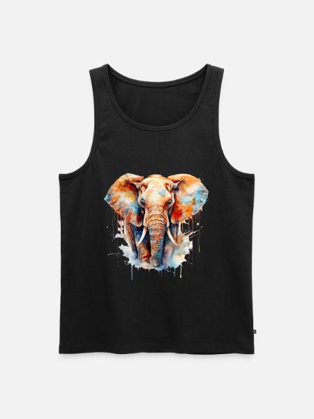 Aquarelle d’éléphant - Débardeur bio Premium Homme - noir