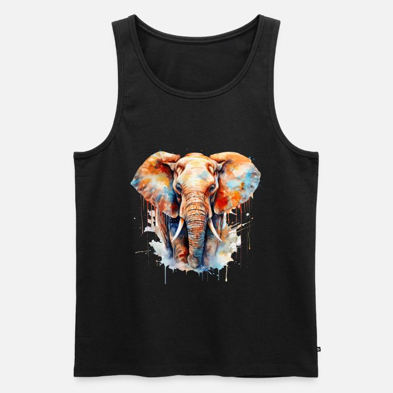 Elefant wasserfarben - Männer Premium Bio Tank Top - Schwarz