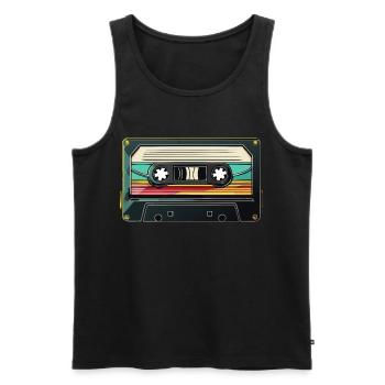 80s 90s Retro Party Fairing Cassette - Men's Premium Organic Tank Top - black - Front - Michal (187cm)