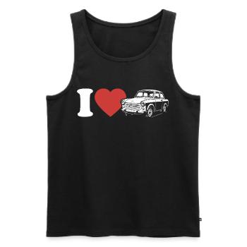I Love Trabi - Voiture culte de Zwickau - RDA - Débardeur bio Premium Homme - noir - Devant - AI Model Male 178 light (178cm)