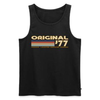 Stripes Vintage 70s Original - Men's Premium Organic Tank Top - black - Front - AI Model Male 178 light (178cm)