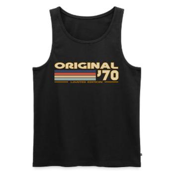 Rétro vintage 1970 - Débardeur bio Premium Homme - noir - Devant - Michal (187cm)