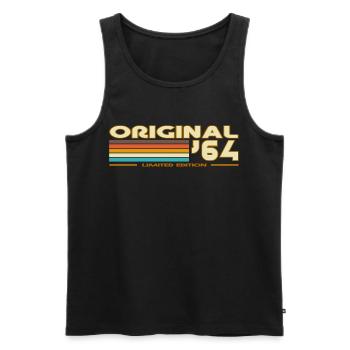 Originales 64 Retro Rainbow - Männer Premium Bio Tank Top - Schwarz - Vorne - AI Model Male 178 light (178cm)