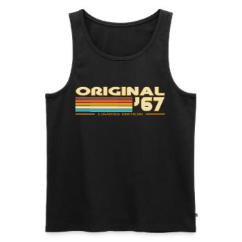 Original 67 rétro arc-en-ciel - Débardeur bio Premium Homme - noir - Devant - Michal (187cm)