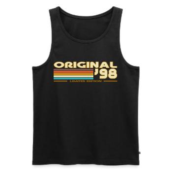 Original 98 Rétro Rayures - Débardeur bio Premium Homme - noir - Devant - AI Model Male 178 light (178cm)
