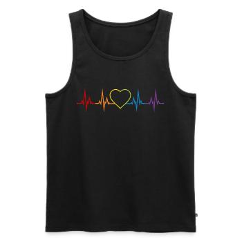 Herzschlag Herz Regenbogen LGBT CSD Liebe bunt - Männer Premium Bio Tank Top - Schwarz - Vorne - Michal (187cm)