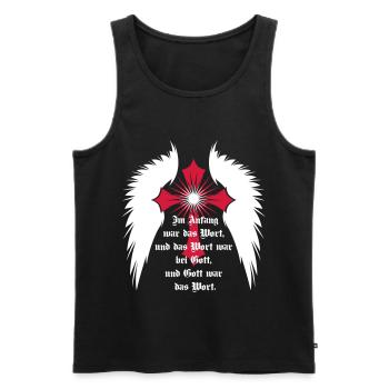 10 Gothic Croix Aile d’Ange Bible Citation - Débardeur bio Premium Homme - noir - Devant - Michal (187cm)