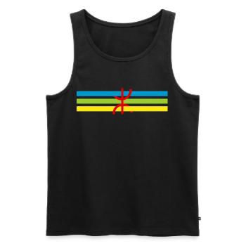 Drapeau Amazigh - Débardeur bio Premium Homme - noir - Devant - AI Model Male 178 light (178cm)