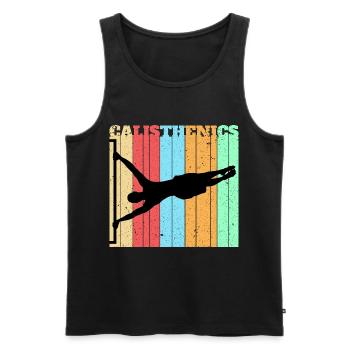 calisthenics body weight dips klimmzug bars calist - Männer Premium Bio Tank Top - Schwarz - Vorne - AI Model Male 178 light (178cm)