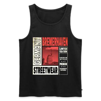 Bremerhaven Allemagne Ville Skyline Accueil Amour - Débardeur bio Premium Homme - noir - Devant - Michal (187cm)