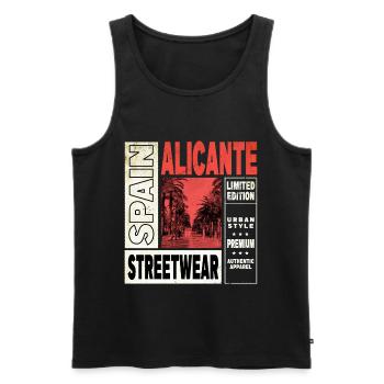Alicante Espagne Ville Skyline Maison de Vacances Amour - Débardeur bio Premium Homme - noir - Devant - AI Model Male 178 light (178cm)