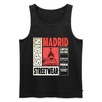 Madrid Espagne City Skyline Maison de vacances Love - Débardeur bio Premium Homme - noir - Devant - AI Model Male 178 light (178cm)
