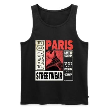 Paris France City Skyline Tour Eiffel - Débardeur bio Premium Homme - noir - Devant - AI Model Male 178 light (178cm)