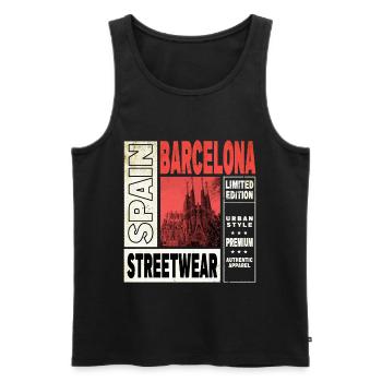 Barcelona Spain City Skyline Holiday Summer - Men's Premium Organic Tank Top - black - Front - Michal (187cm)