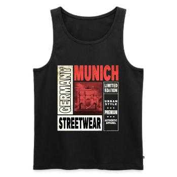 Munich Allemagne Ville Skyline Accueil Amour - Débardeur bio Premium Homme - noir - Devant - Michal (187cm)