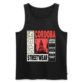 Cordoue Espagne Ville Skyline Vacances Été - Débardeur bio Premium Homme - noir - Devant - AI Model Male 178 light (178cm)