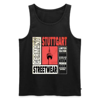 Stuttgart Germany City Skyline Home Love - Men's Premium Organic Tank Top - black - Front - AI Model Male 178 light (178cm)