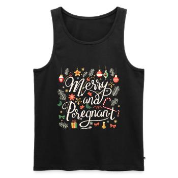 Fröhlich und schwanger an Weihnachten - Männer Premium Bio Tank Top - Schwarz - Vorne - AI Model Male 178 light (178cm)