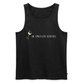 in spritzer veritas winzer wein lustig spruch vino - Männer Premium Bio Tank Top - Schwarz - Vorne - AI Model Male 178 light (178cm)