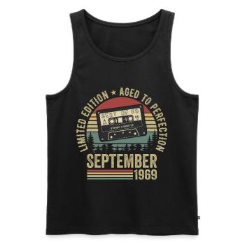 Born in September 1969 Vintage 1969 - Men's Premium Organic Tank Top - black - Front - Michal (187cm)