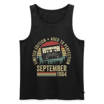 Born in September 1984 Vintage 1984 - Men's Premium Organic Tank Top - black - Front - Michal (187cm)