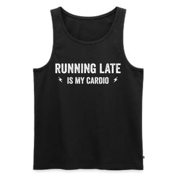 running late is my cardio - Men's Premium Organic Tank Top - black - Front - Michal (187cm)