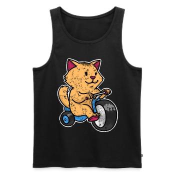Little cat on a tricycle Retro Vintage - Men's Premium Organic Tank Top - black - Front - Michal (187cm)
