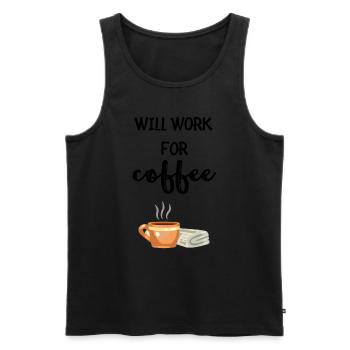I work for coffee coffee mug gift - Men's Premium Organic Tank Top - black - Front - AI Model Male 178 light (178cm)
